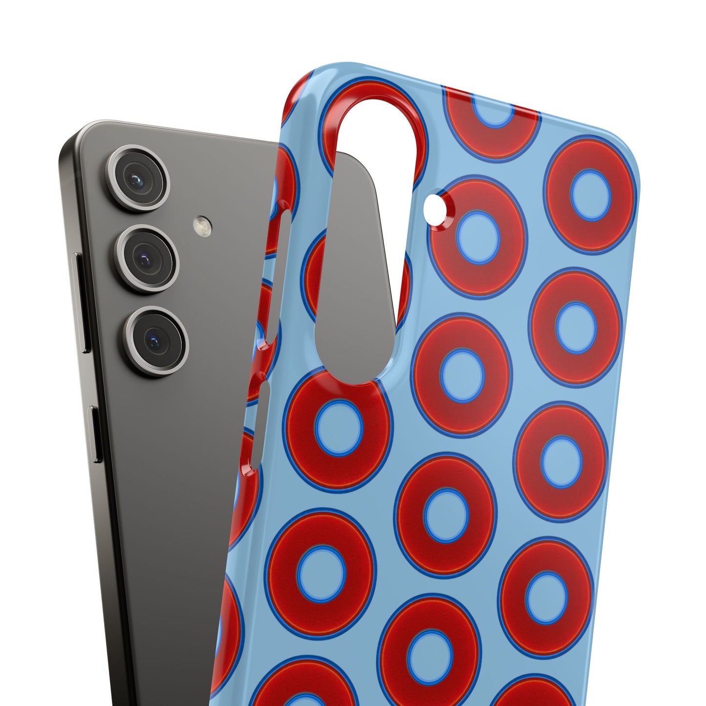 Lumpy Donut Snap Case - red vivid donut print w/sky blue background