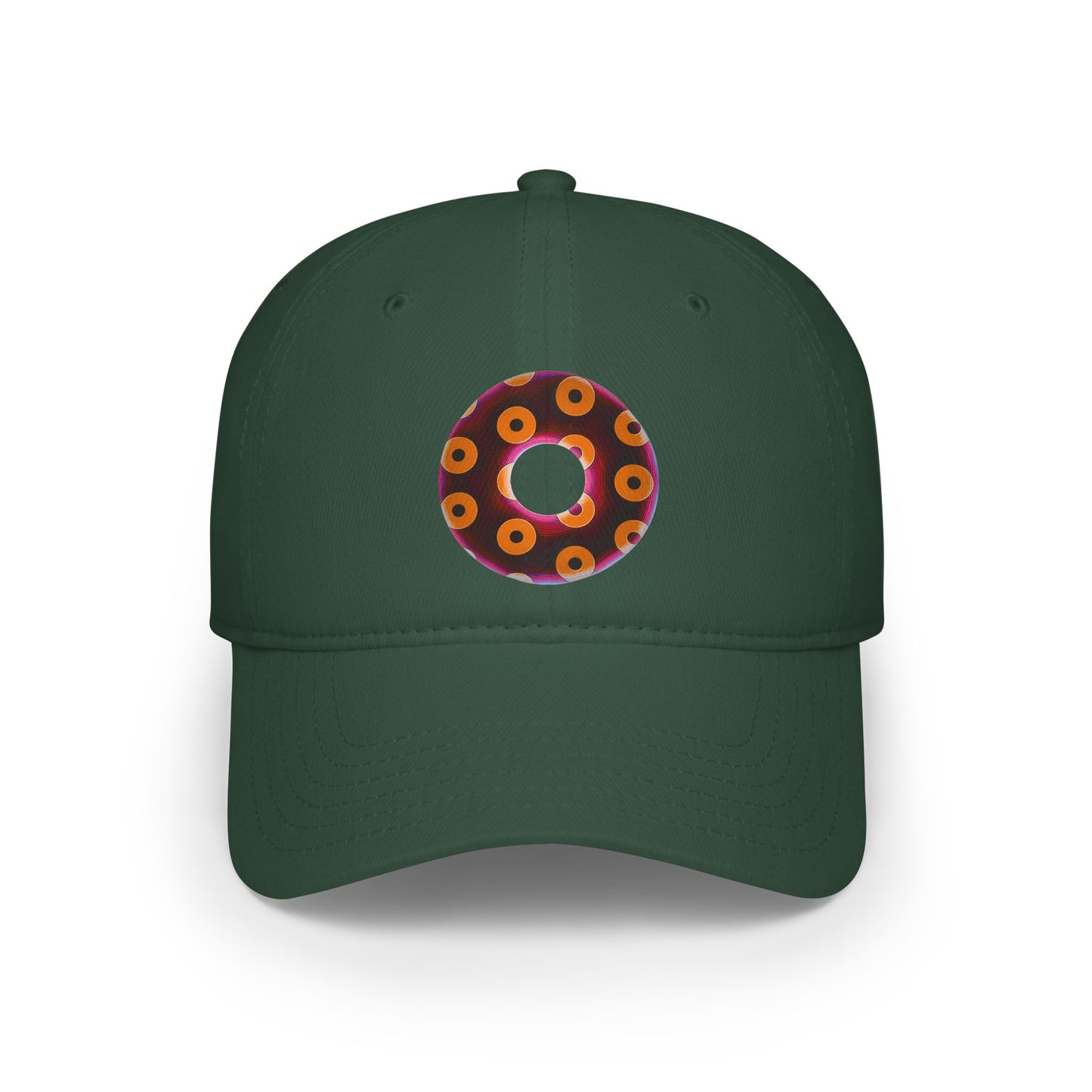 Lumpy Donut Baseball Cap - "Plain [Mary] Jane" - paradoxical dark magenta/orange blimpy donut w/