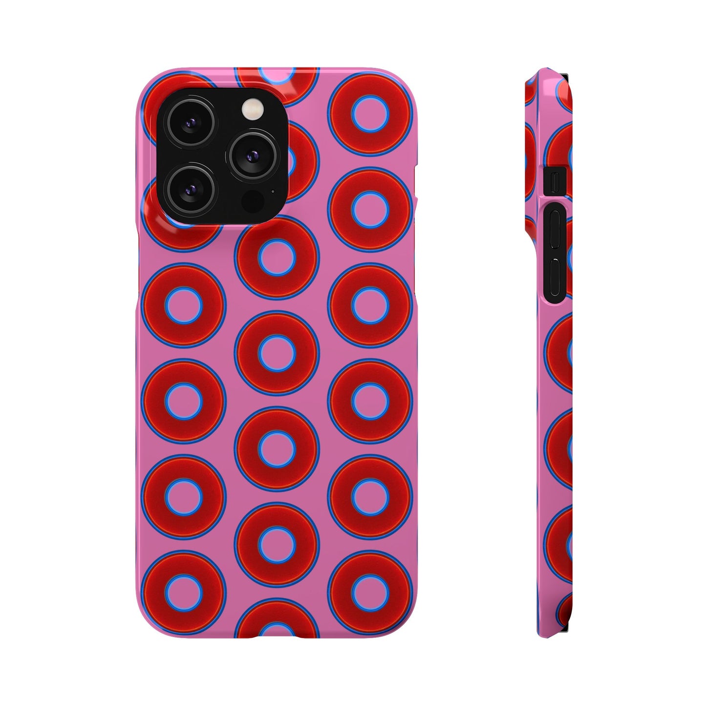 Lumpy Donut Snap Case - red vivid donut print w/light pink background