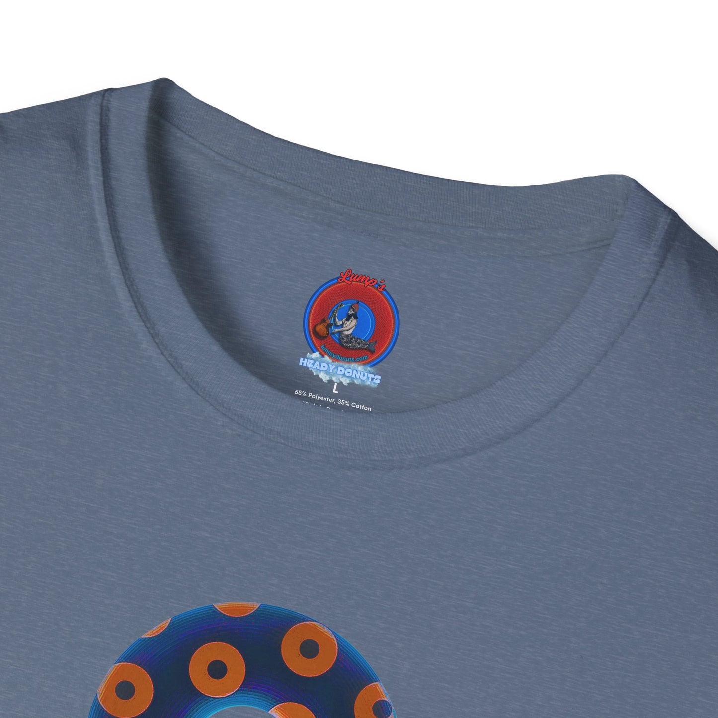 Plain Donuts/Unisex Soft-Style - "Plain Blimpy Paradoxical Donuts" - dark royal blue/orange donuts