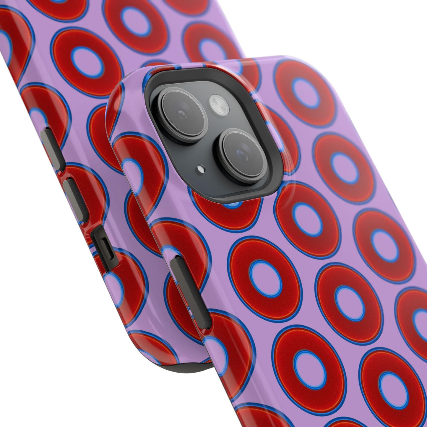 Magnetic Tough Donut Case - red vivid donut print w/wisteria purple background