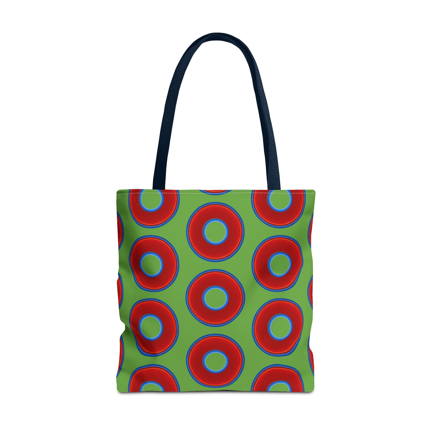 Lumpy Beach/Tote Bag - red vivid donuts w/light green background