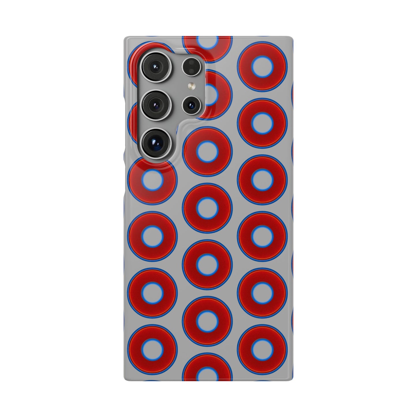Lumpy Donut Snap Case - red vivid donut print w/light gray background
