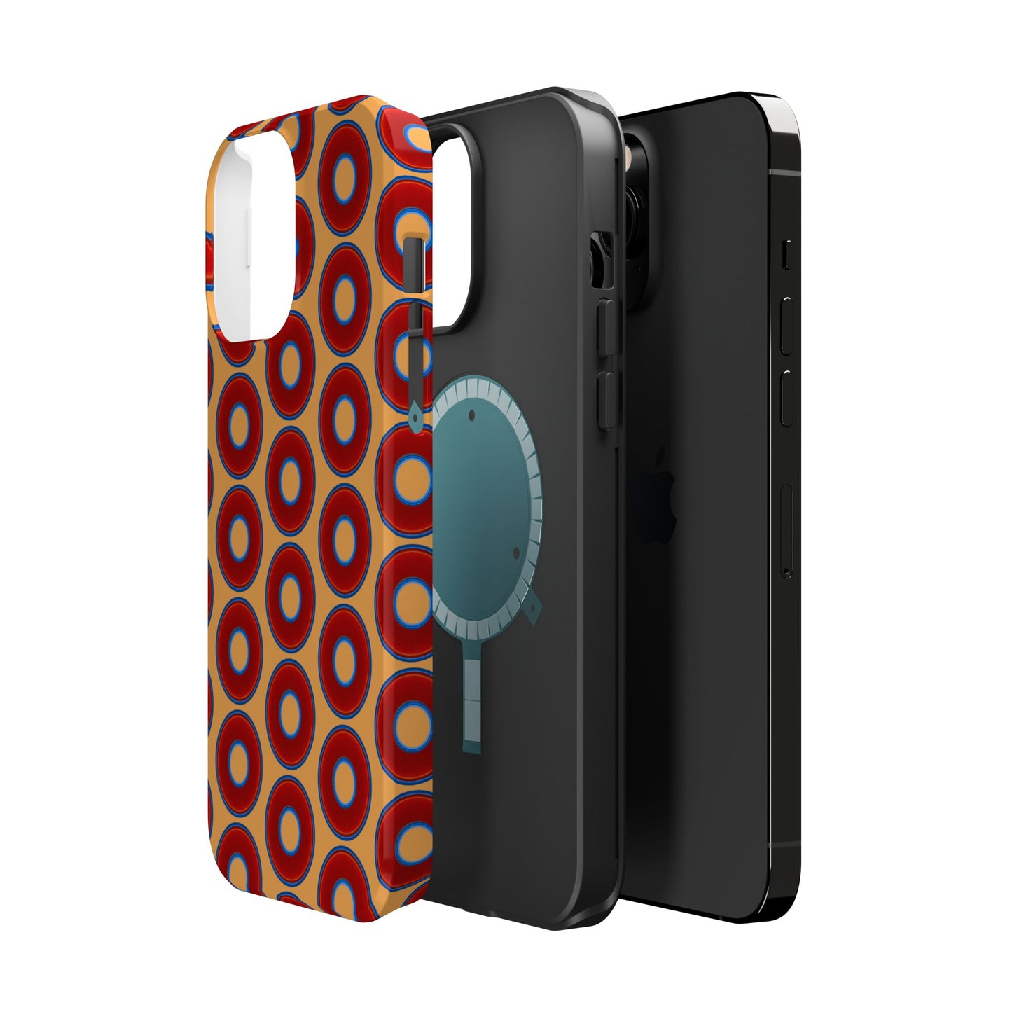 Magnetic Tough Donut Case - red vivid donut print w/creamsicle orange background