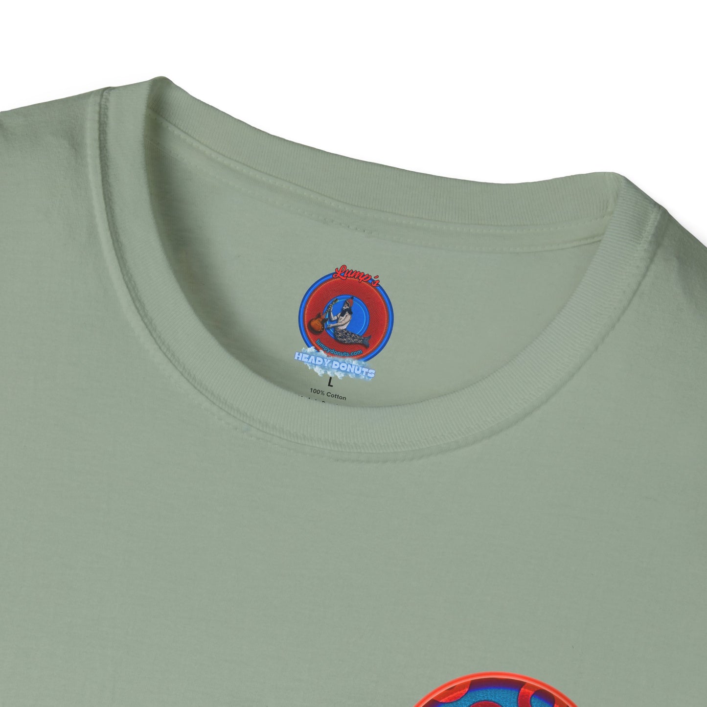 Classic Donut Tee - Unisex Soft-Style - "Wooked Cream - YEMSG Donut " - blue/red rustic paradox donut - variant 1