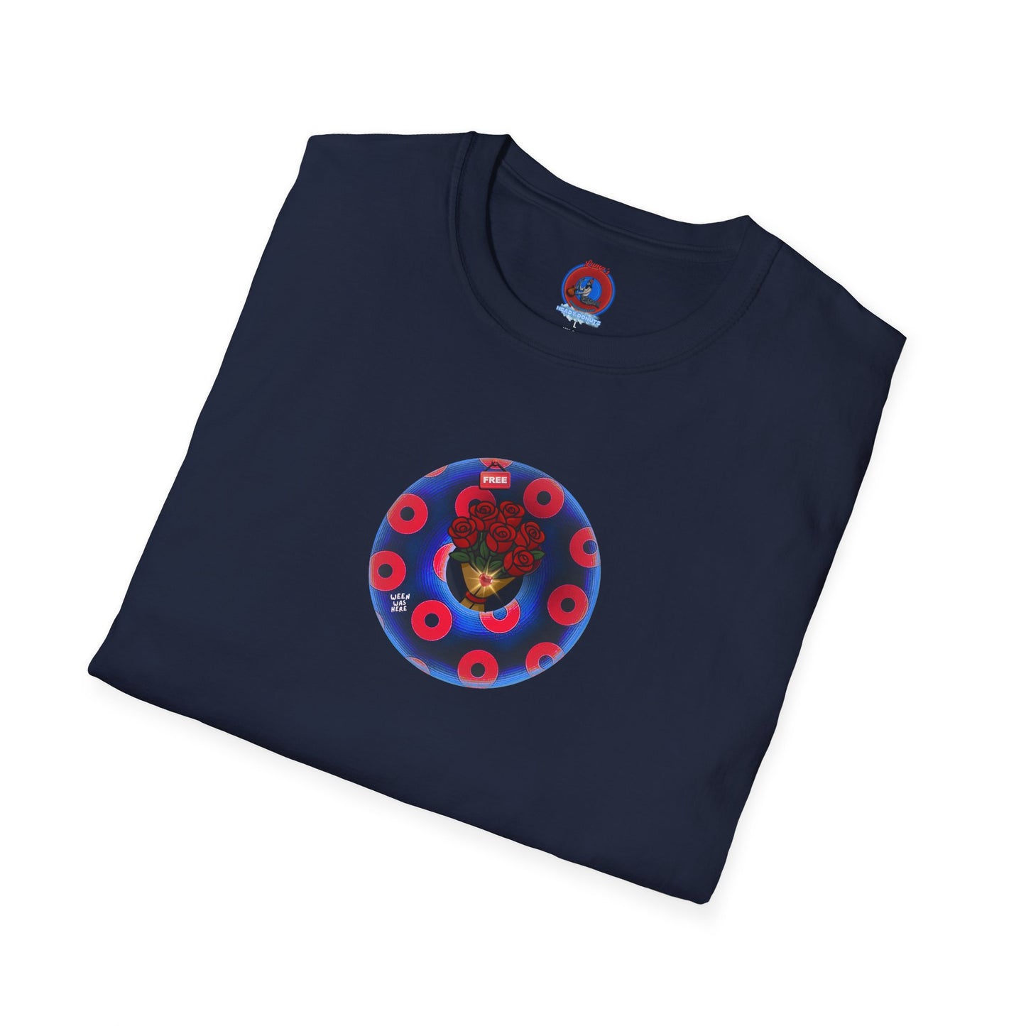 Classic Donut Tee - Unisex Soft-Style - "Donuts of Phreedom" - red/blue paradoxical blimpy donut