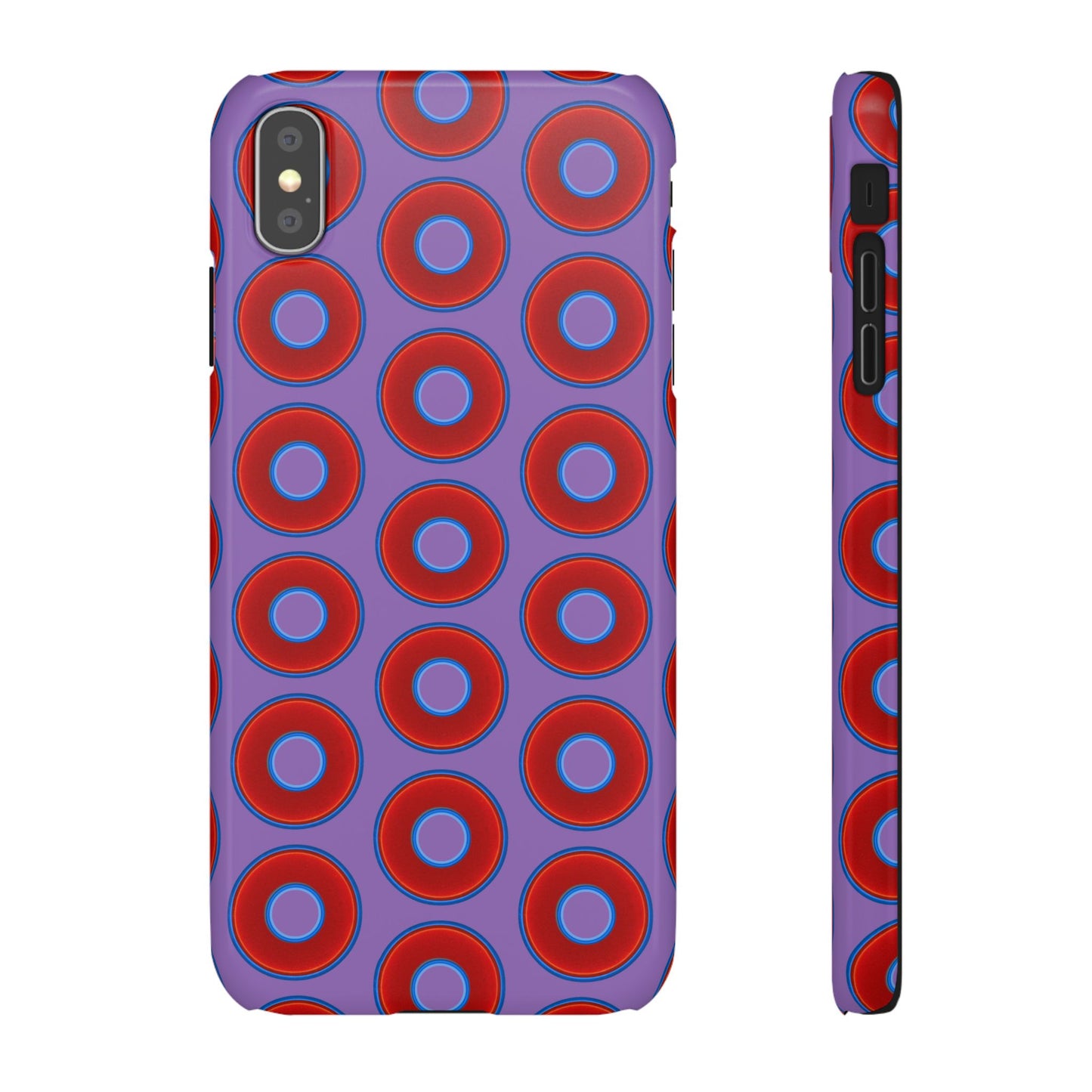 Lumpy Donut Snap Case - red vivid donut print w/light purple background