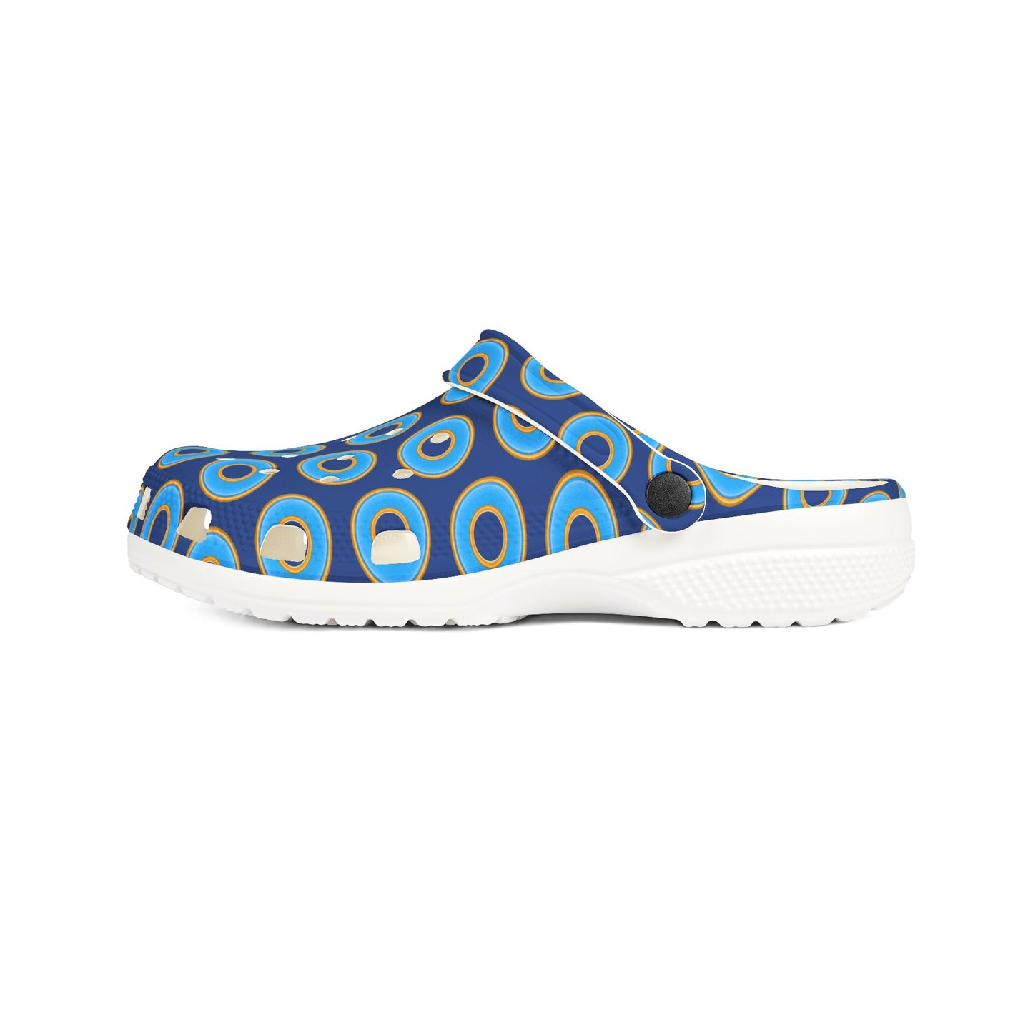 Spatchcocks - donut slip-on shoes - light blue rustic donuts w/dark blue background [unisex]