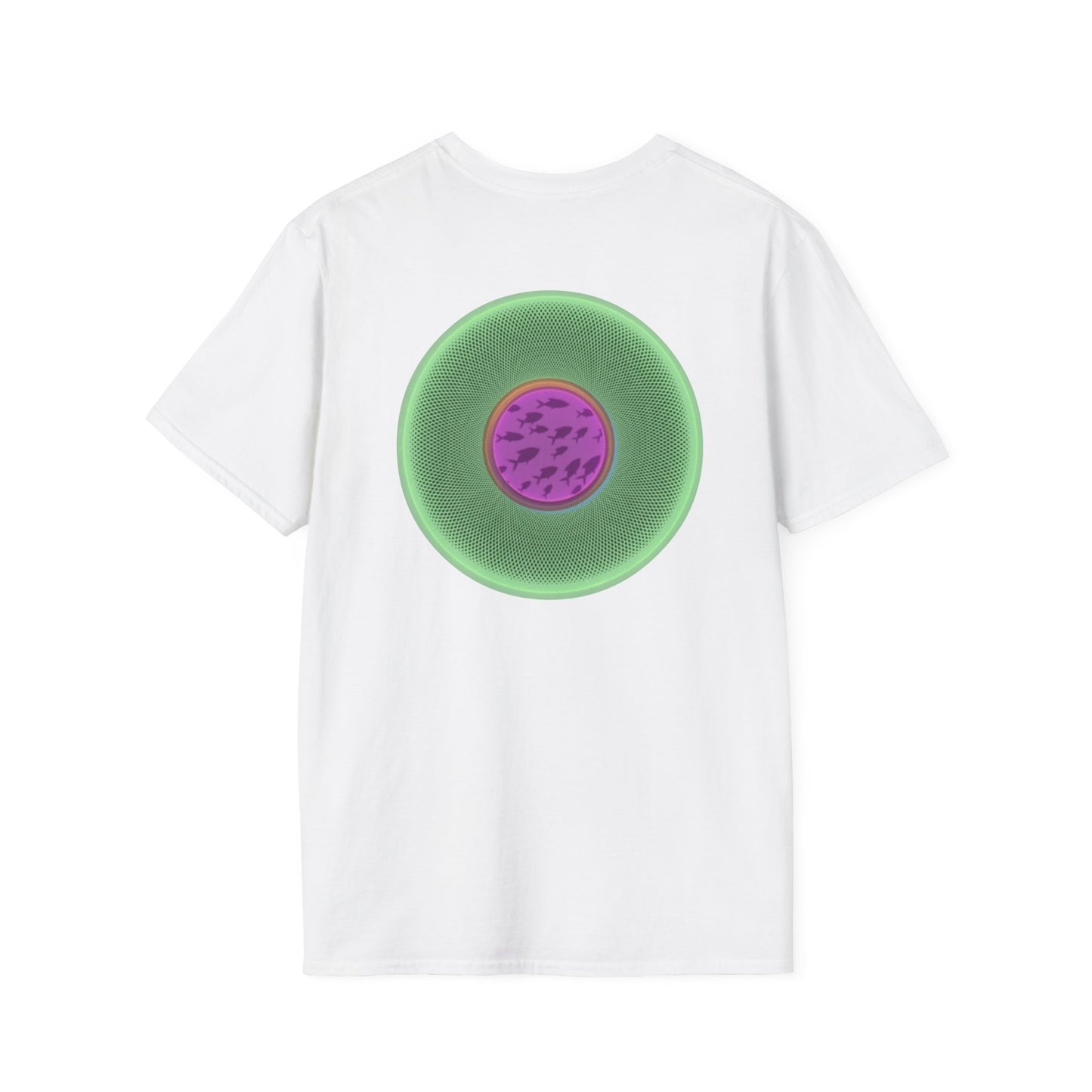 Classic Donut Tee - Unisex Soft-Style - "Swimming By" - variant 1 - series 1.0 - florescent green donut