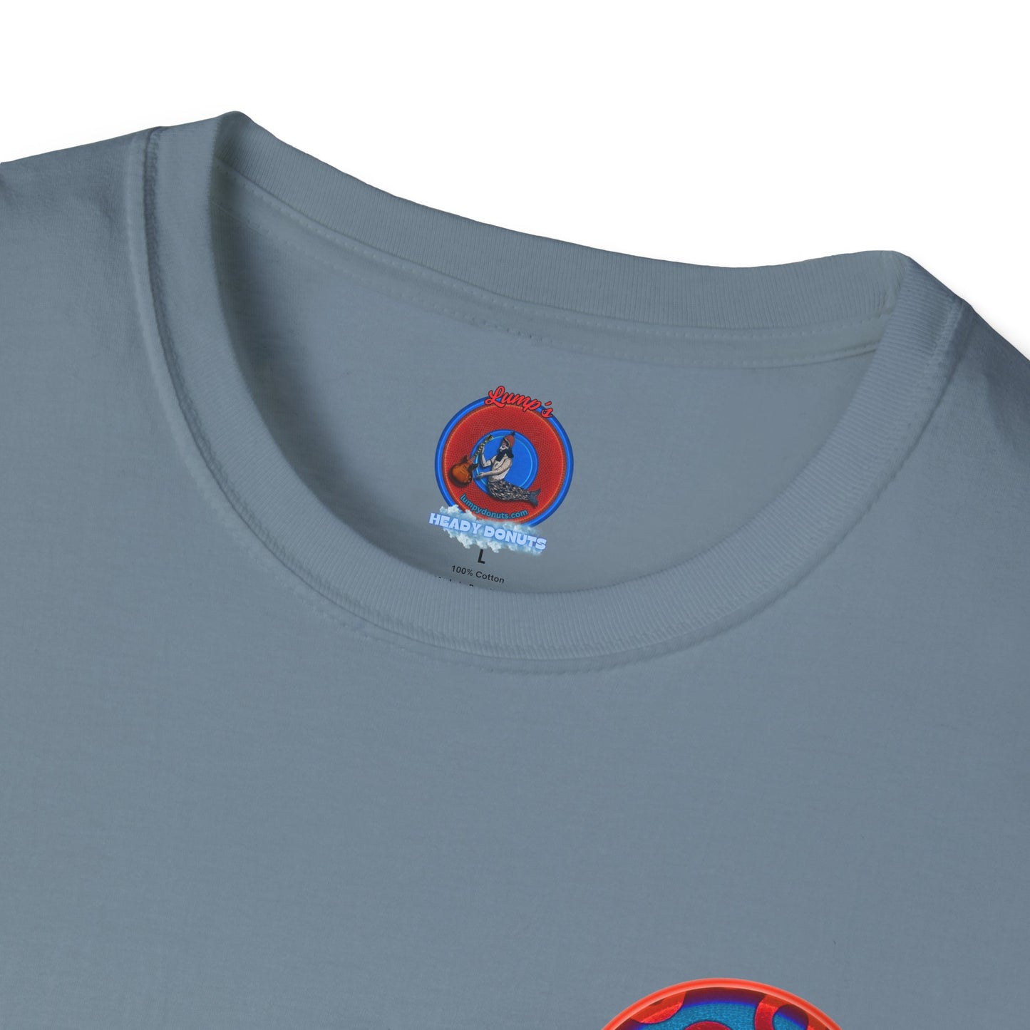 Classic Donut Tee - Unisex Soft-Style - "Wooked Cream - YEMSG Donut " - blue/red rustic paradox donut - variant 1