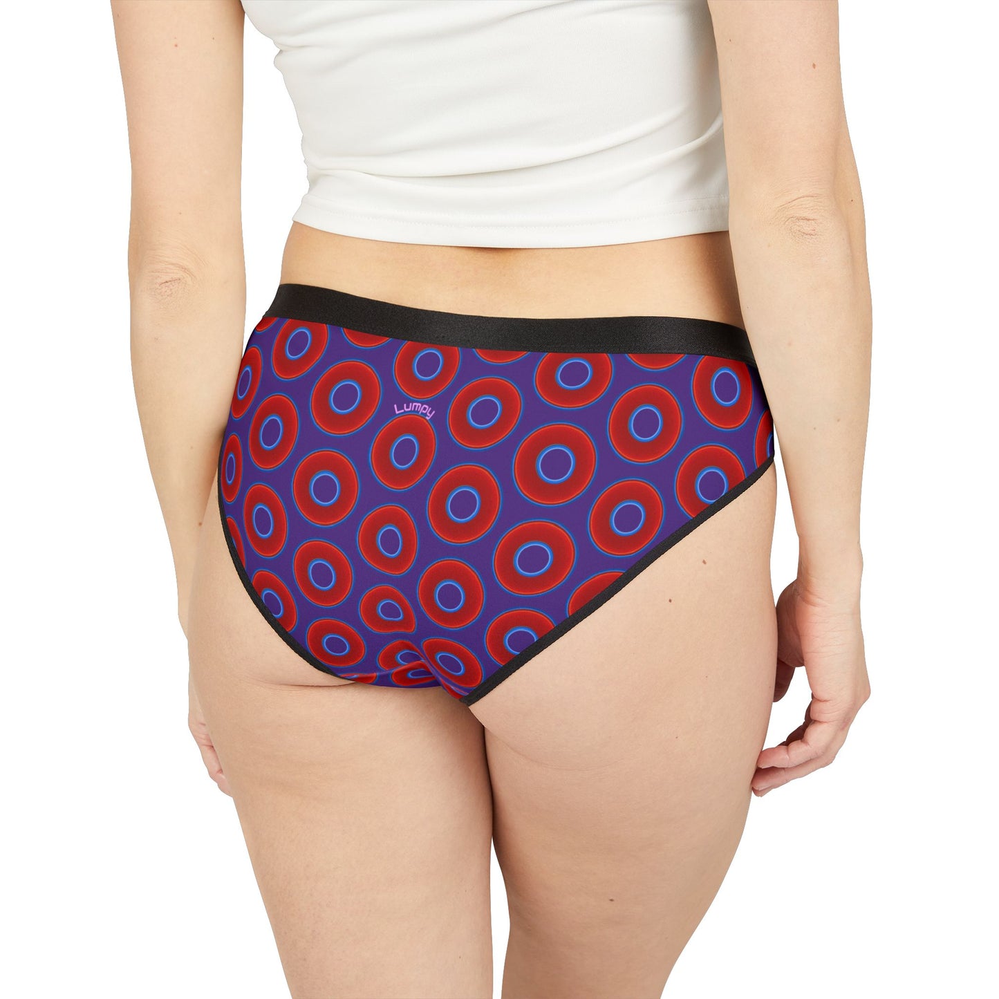 Lumpy Donut Underwear - vivid red donut print w/purple background
