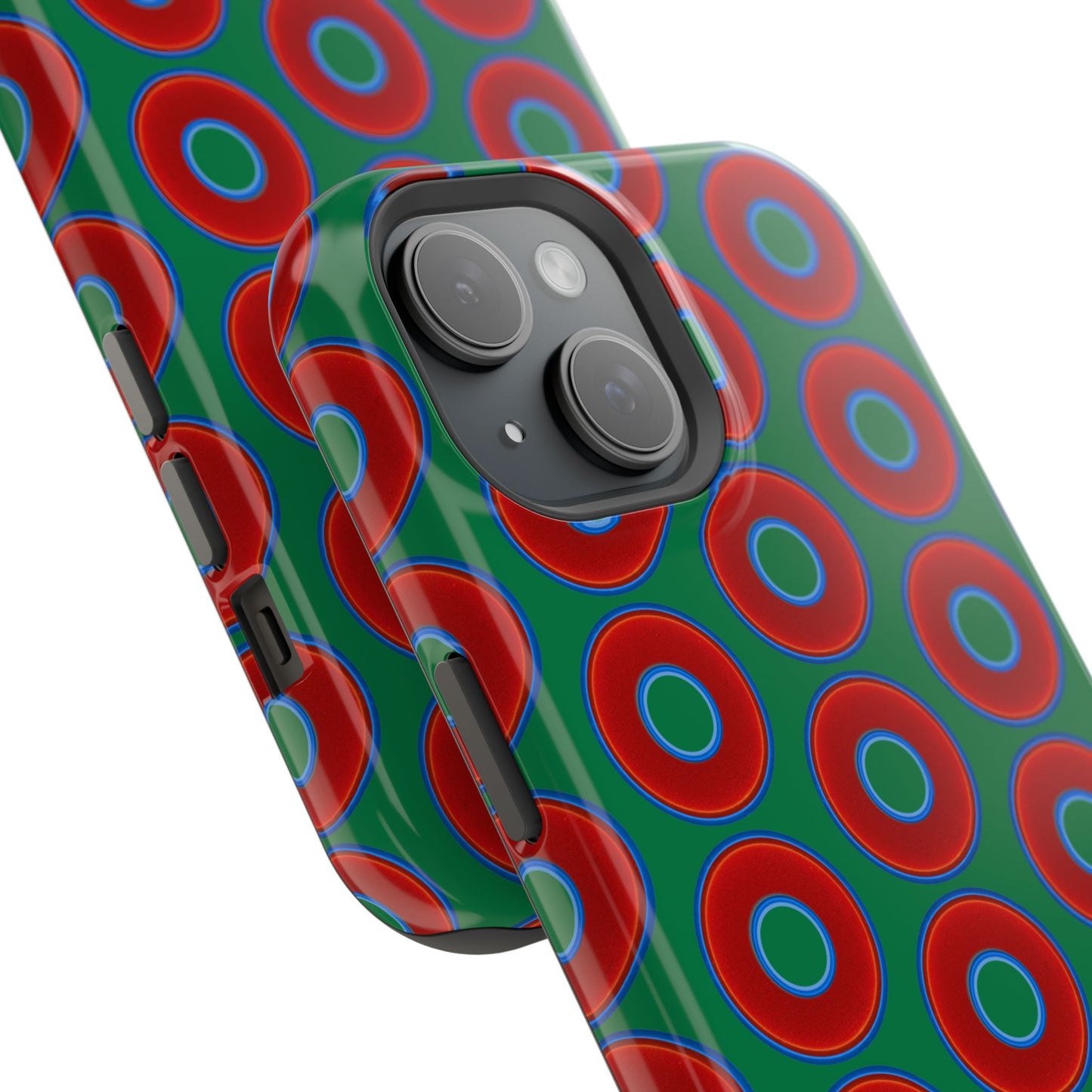 Magnetic Tough Donut Case - red vivid donut print w/green background