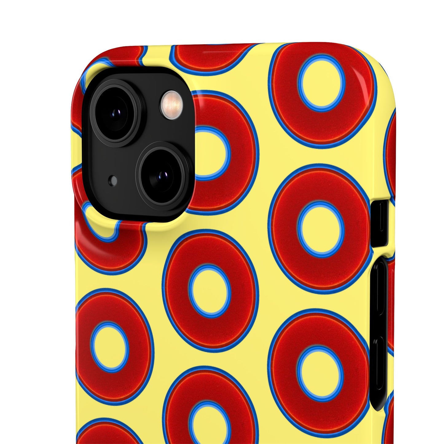 Lumpy Donut Snap Case - red vivid donut print w/yellow background