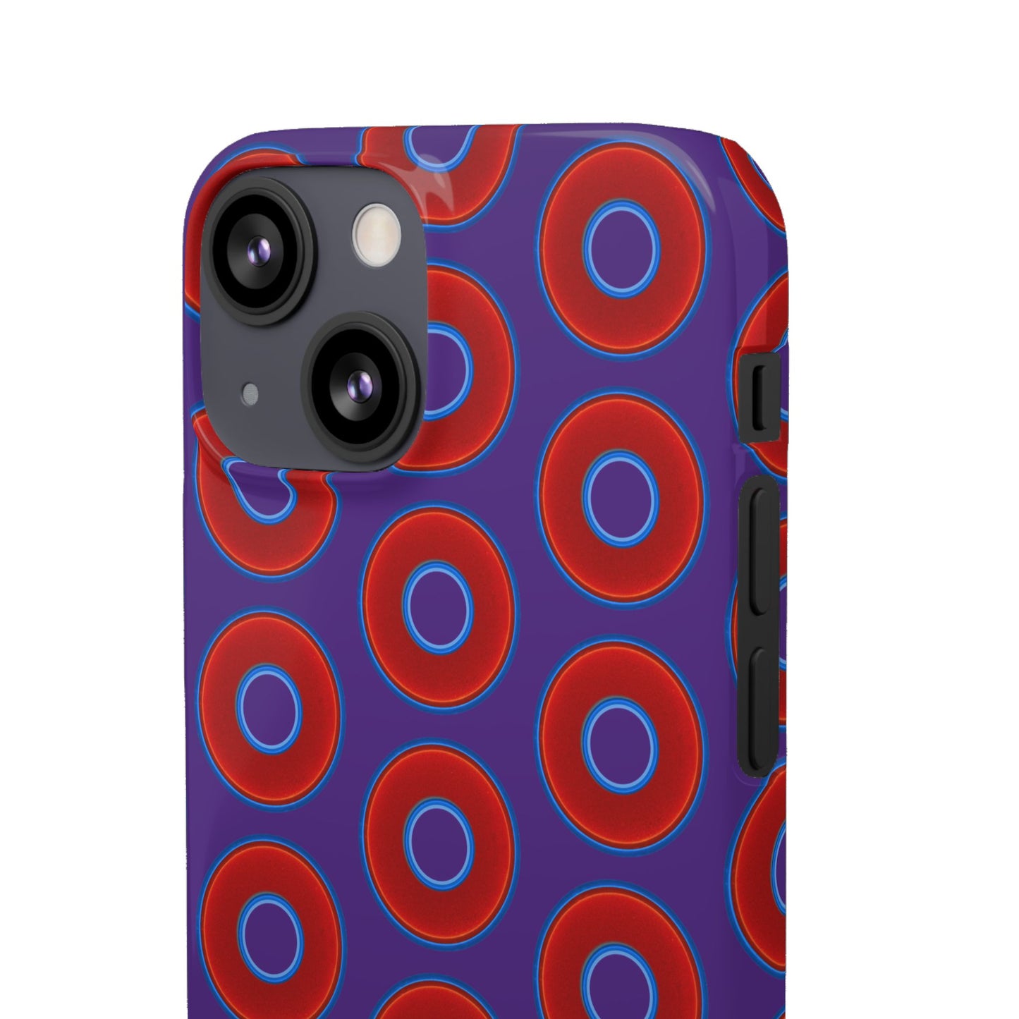 Lumpy Donut Snap Case - red vivid donut print w/dark purple background