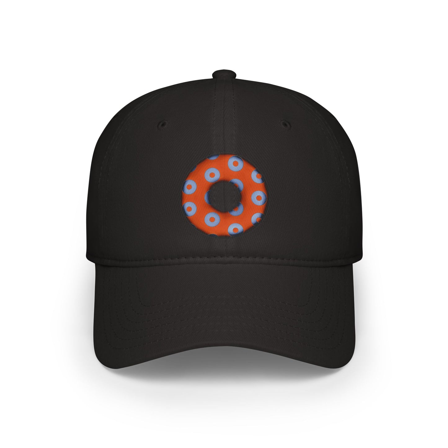 Lumpy Donut Baseball Cap - "Plain [Mary] Jane" - paradoxical orange/light blue blimpy donut w/