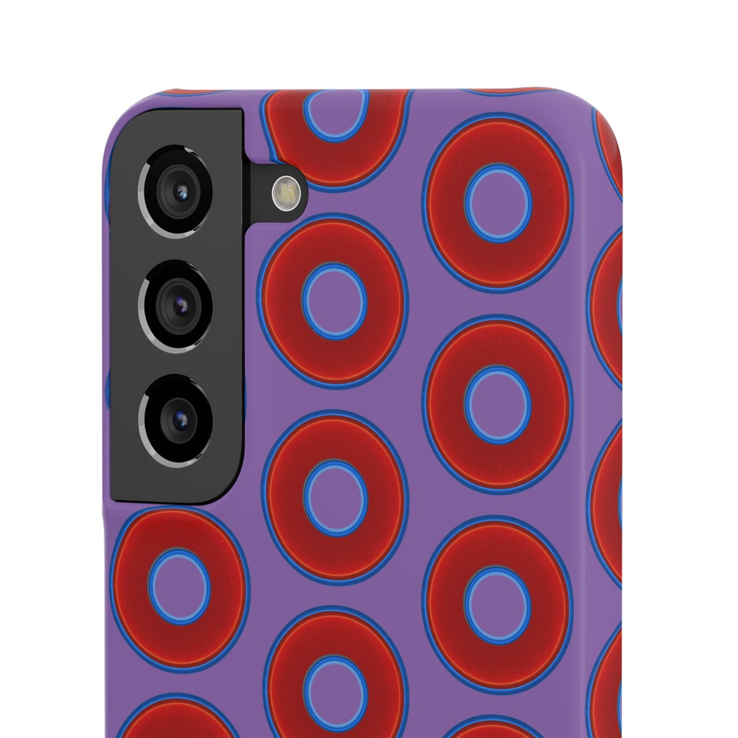 Lumpy Donut Snap Case - red vivid donut print w/light purple background