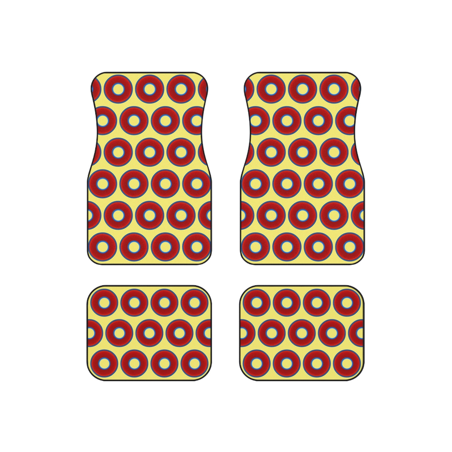 Contacted Car Mats - vivid donut print w/yellow background