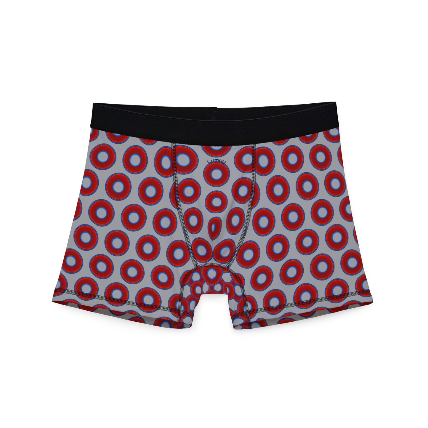 Men's Donut Boxers - red vivid donuts w/light gray background