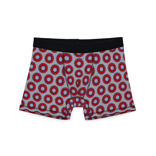 Men's Donut Boxers - red vivid donuts w/light gray background