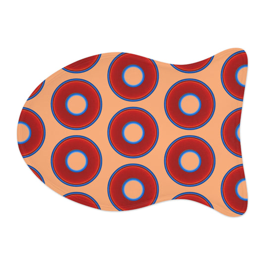 Wendy's Lumpy Pet Feed Mat - vivid red donuts w/peach background