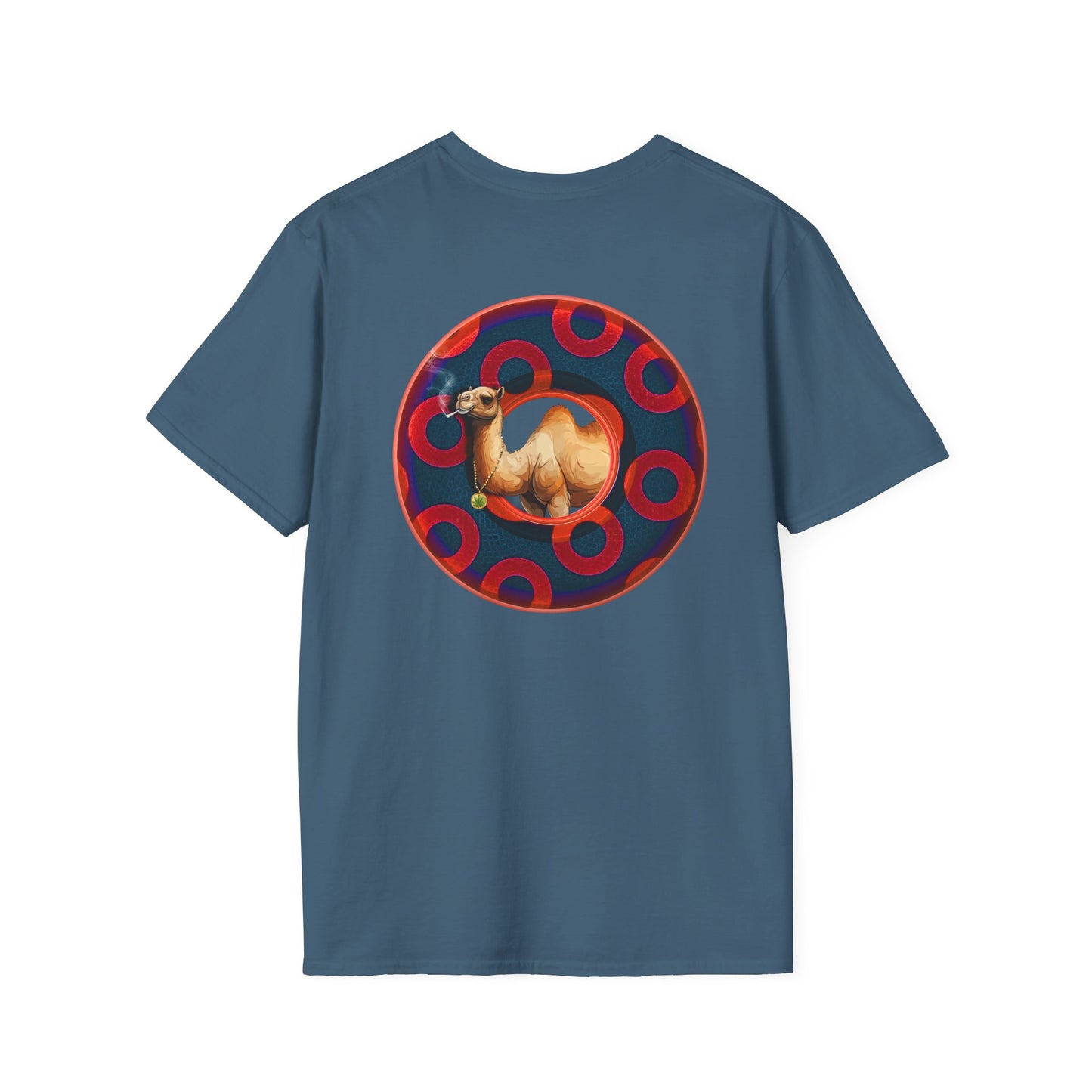 Classic Donut Tee - Unisex Soft-Style - "Joe Camel's Super Cool Donut" - rustic paradox donut - dark navy/red donuts