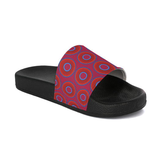 Lumpy Sandals - slip-ons - red vivid donuts w/dark magenta background