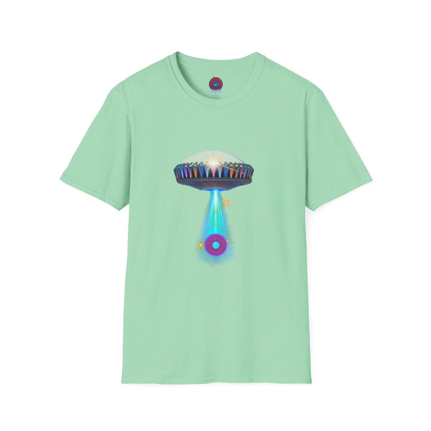Classic Donut Tee - Unisex Soft-Style - "Donuts now Served on the Mothership" - series 1.0  - variant 6  - tractor-beamed donut