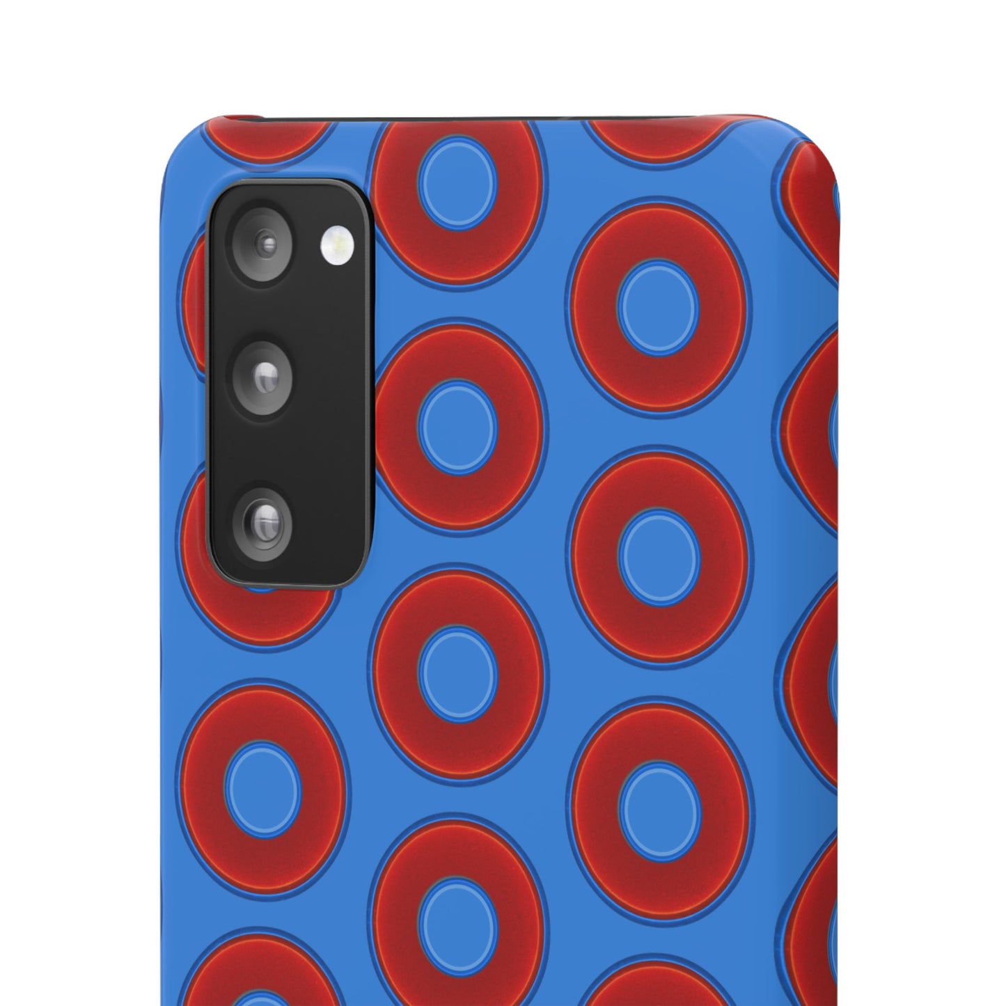 Lumpy Donut Snap Case - red vivid donut print w/light royal blue background