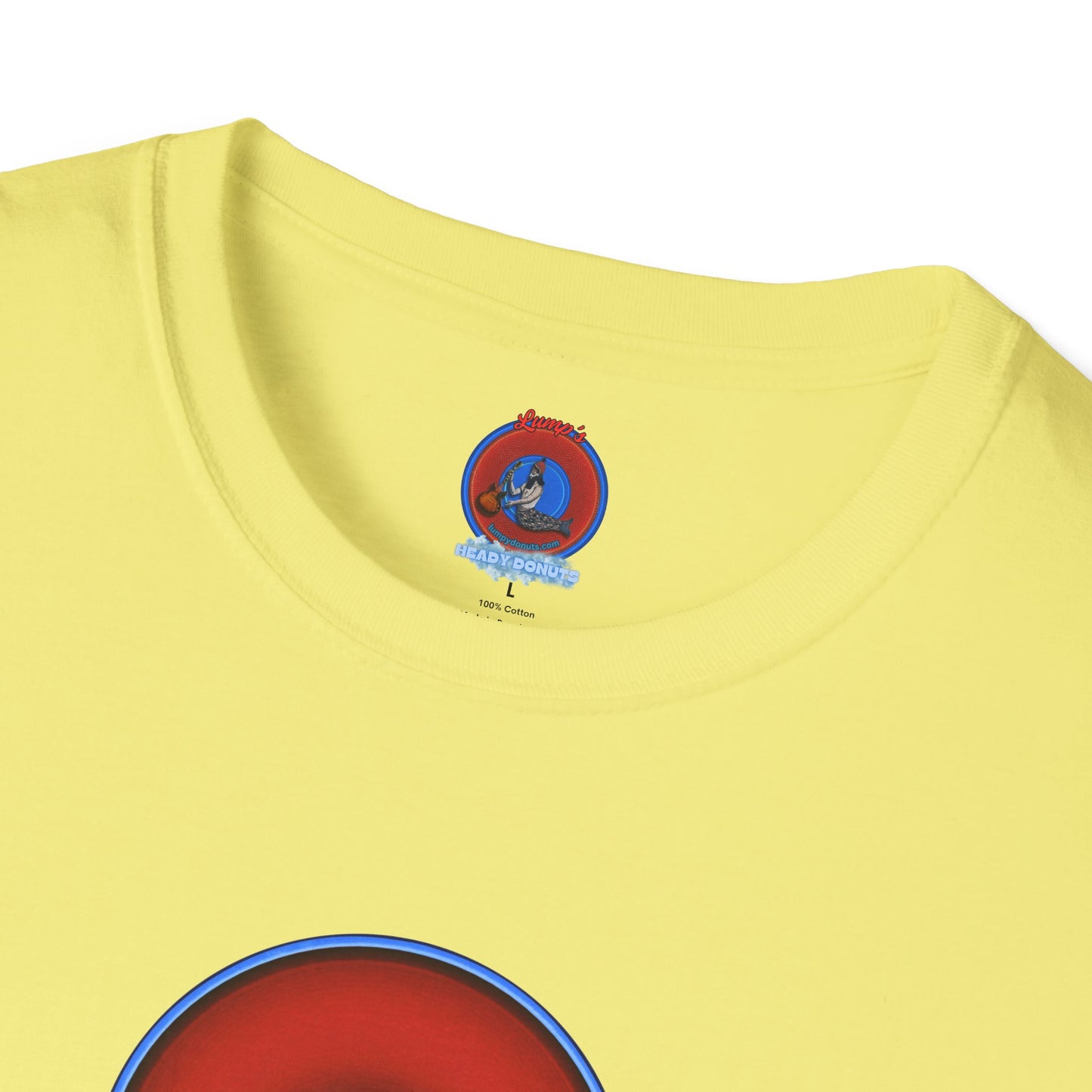 Classic Donut Tee - Unisex Soft-Style - "Indiana is for Boofers" - vivid red/blue plumpy donut - variant 3 - plain