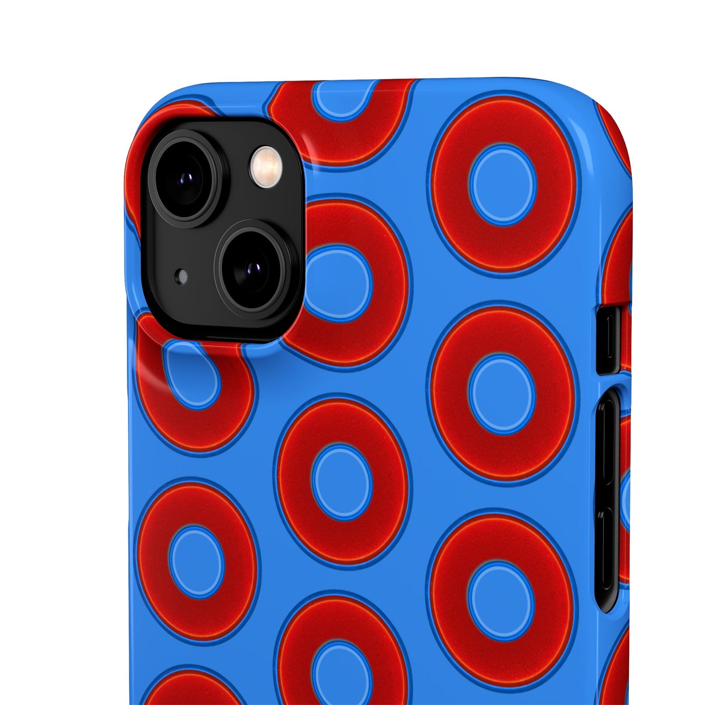 Lumpy Donut Snap Case - red vivid donut print w/light royal blue background