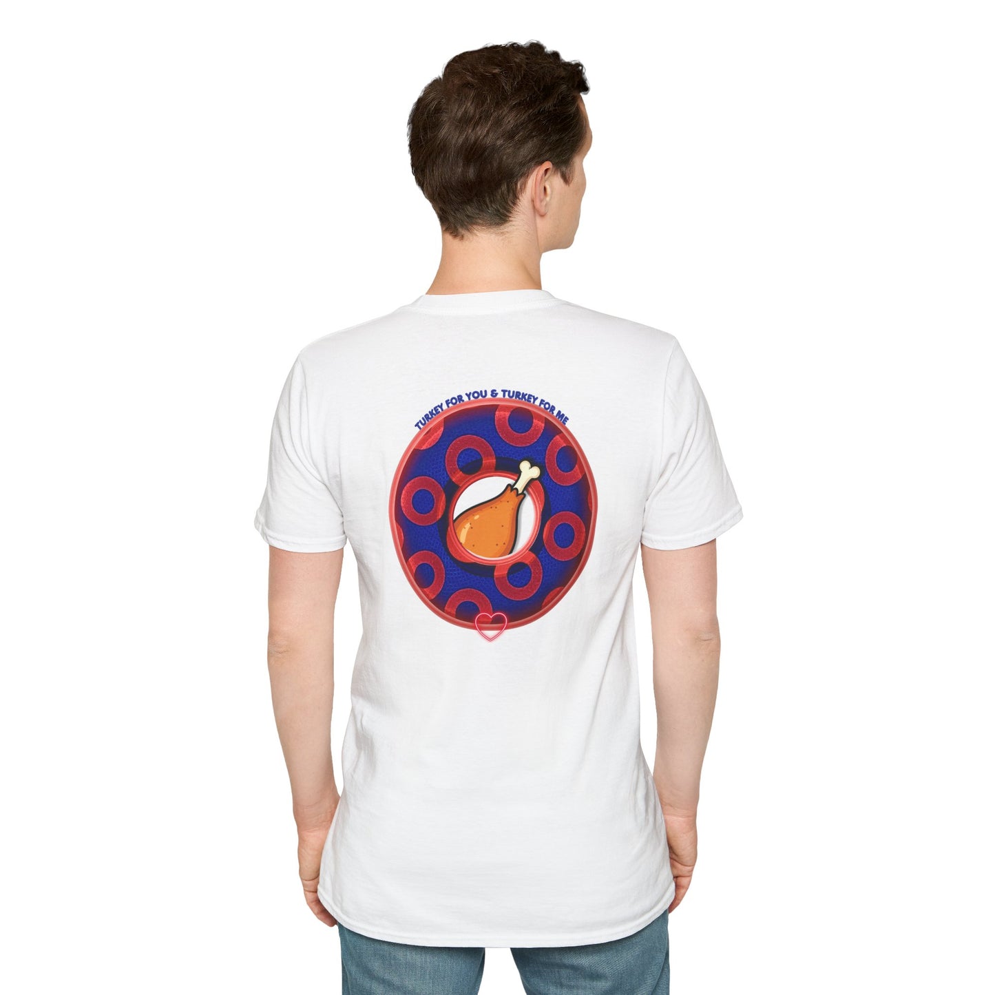 Classic Donut Tee - Unisex Soft-Style - "Turducken Donut Madness" - blue/red rustic paradox donut - holiday edition