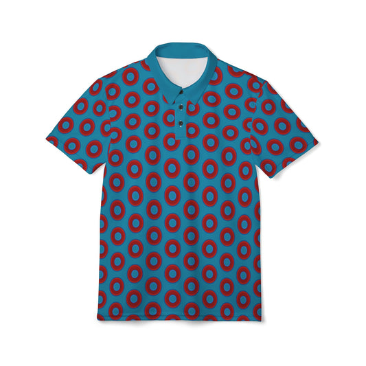 AOP Donut Polo - vivid donut print w/aquamarine blue background [unisex]