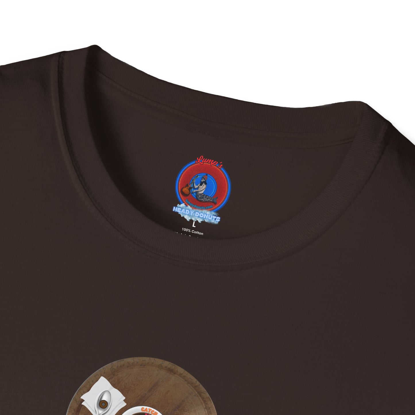 Coffee Traders Tee - Unisex Soft-Style - "Columbia House CDs " - paradoxical donut - variant 1 - coffee front/logo back