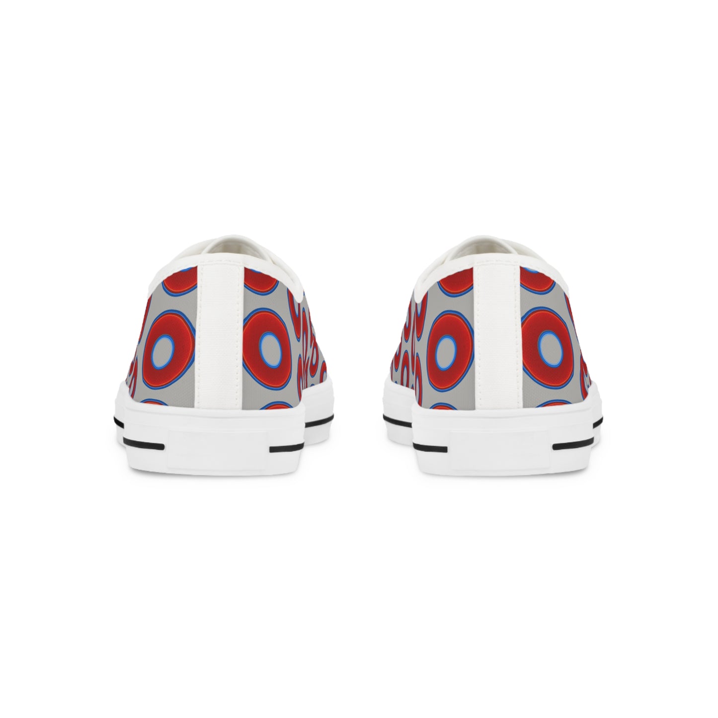 Men's - Low Top Chuck Taylors - large vivid red donut print w/light gray background