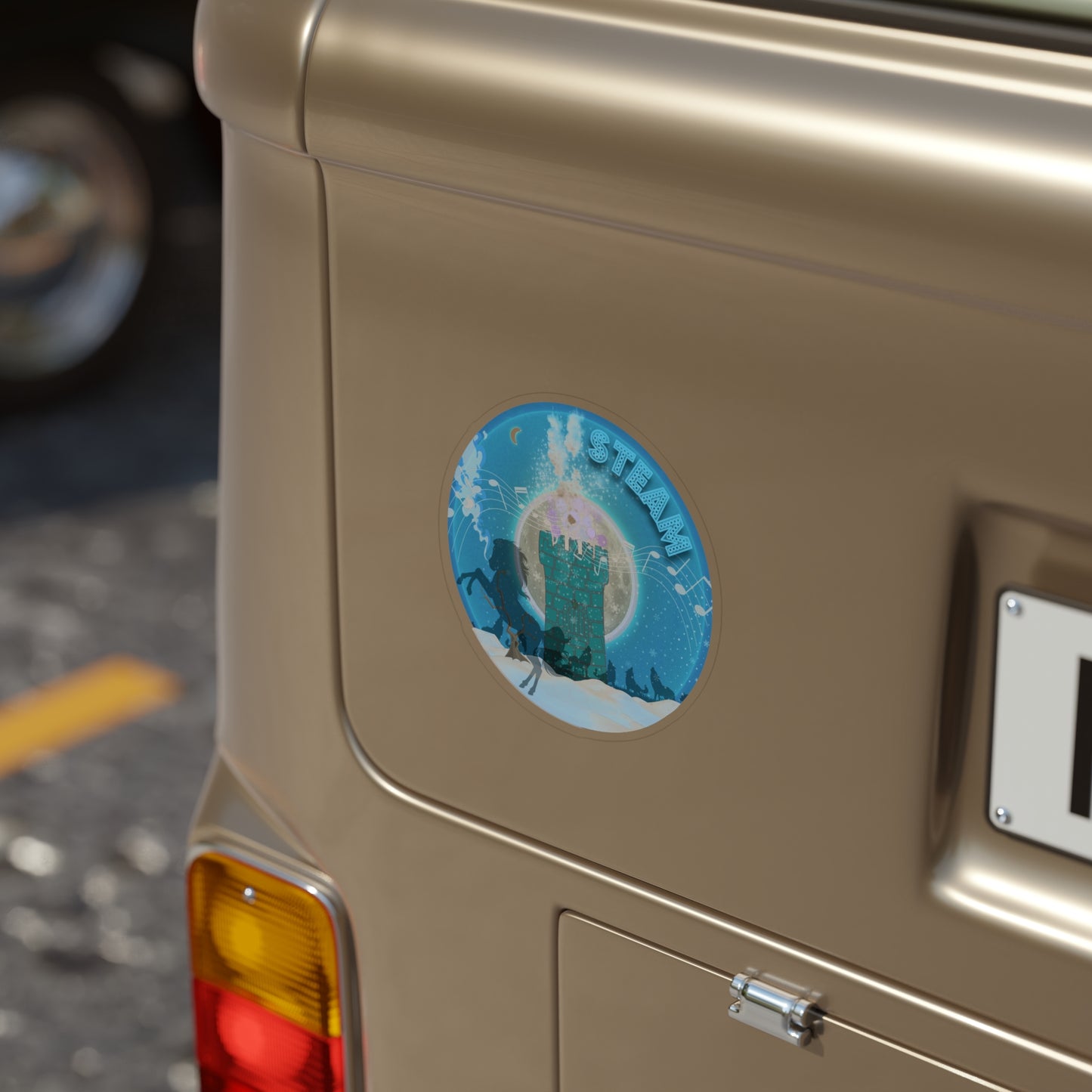 Donut Bumper/Outdoor Sticker - "Freshly Steamed Donut" - series 1.0 - blue donut - [Die-Cut] 6"x 6"