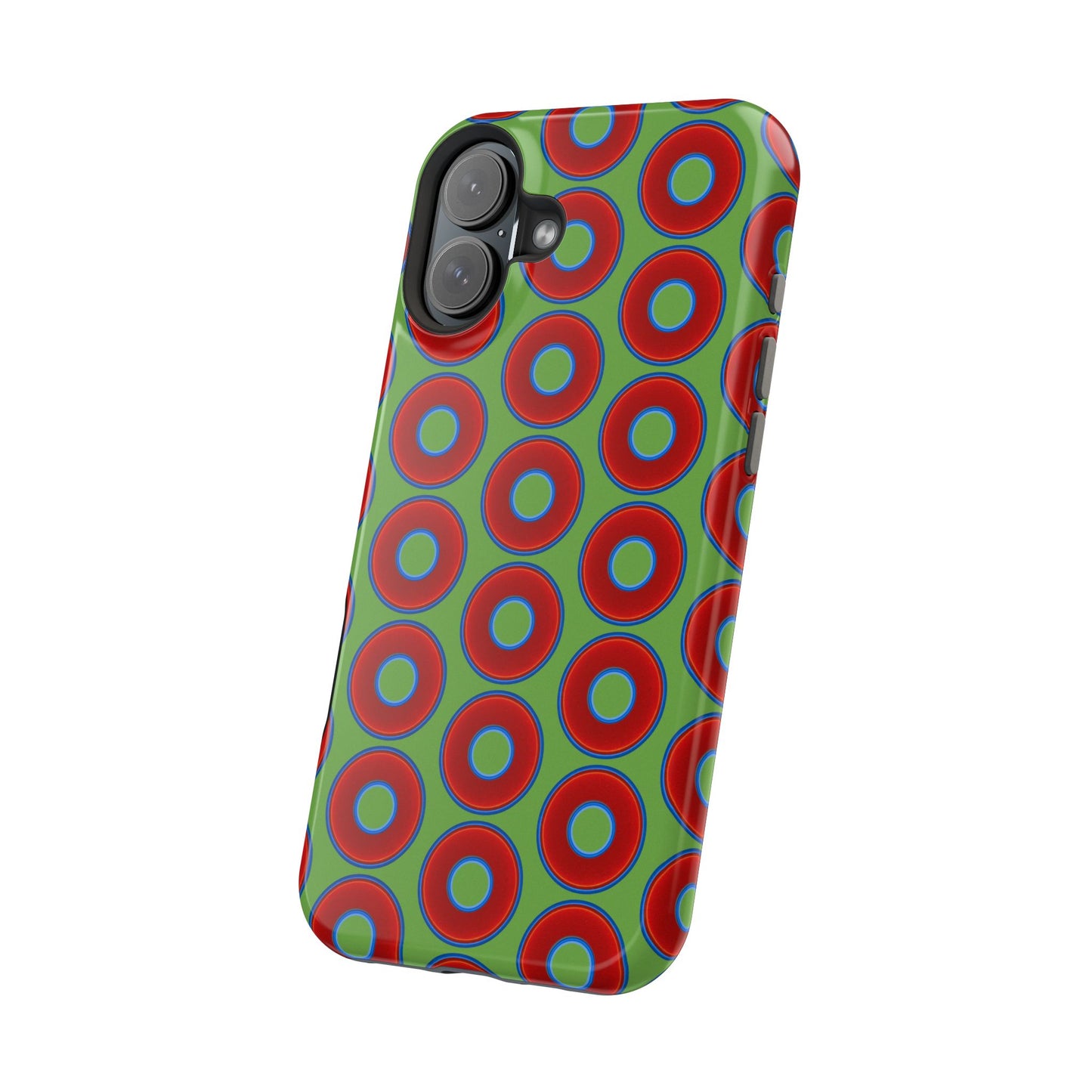 Magnetic Tough Donut Case - red vivid donut print w/light green background