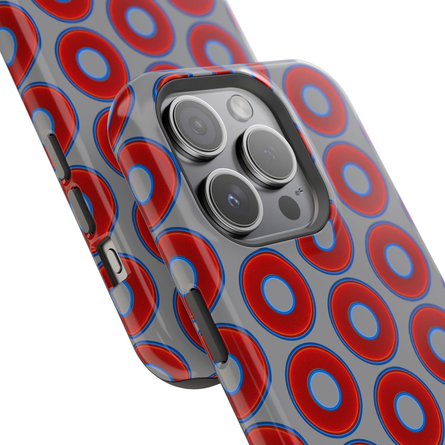 Magnetic Tough Donut Case - red vivid donut print w/gray background