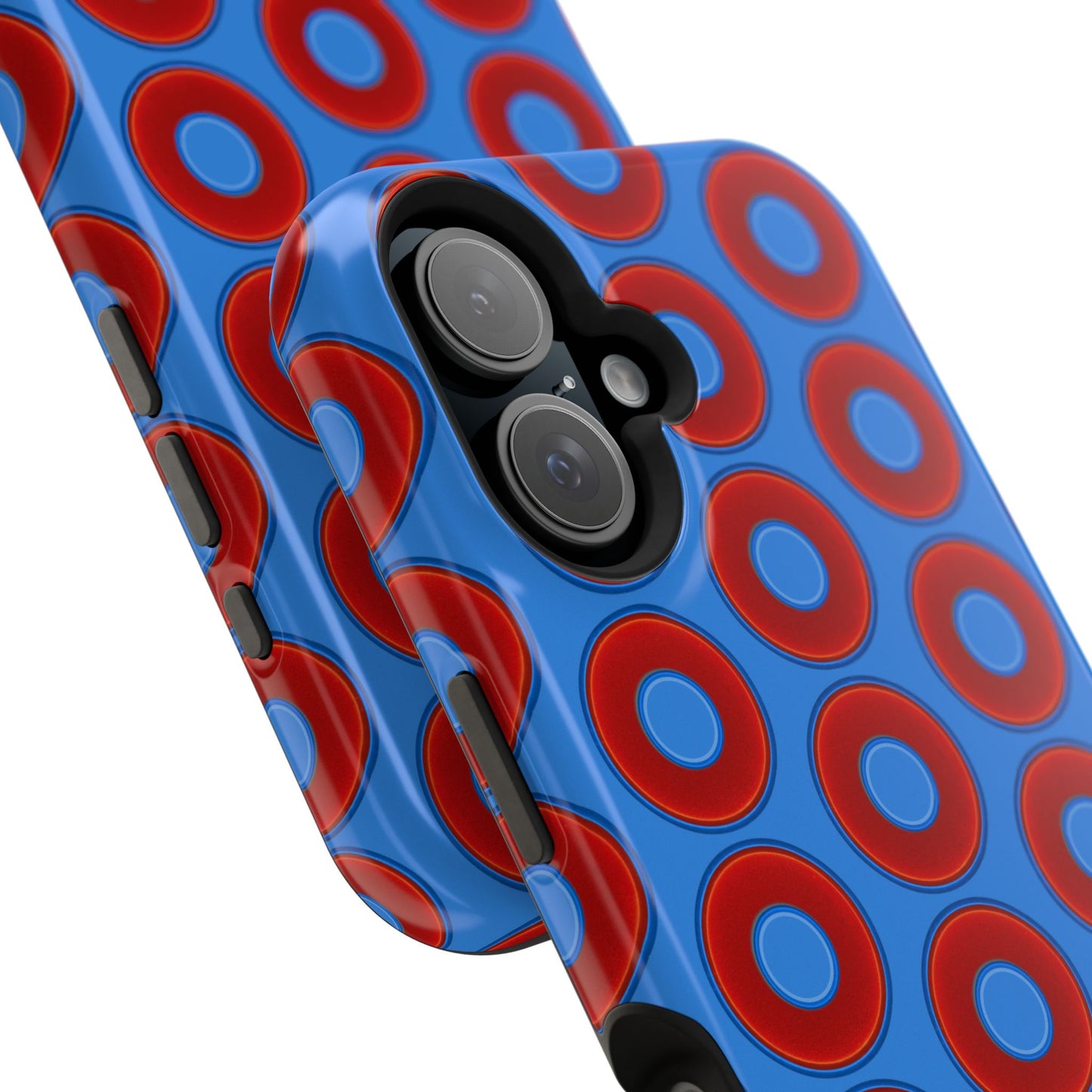 Magnetic Tough Donut Case - red vivid donut print w/light royal blue background