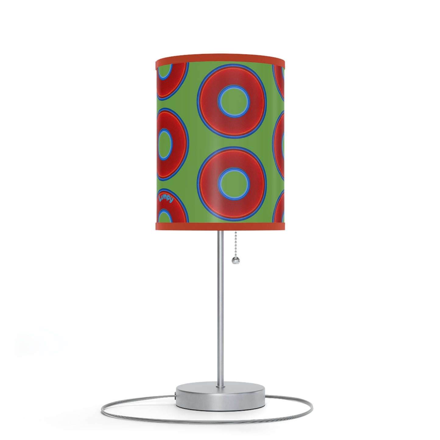 Lumpy Accent Lamps - red vivid donuts w/light green background