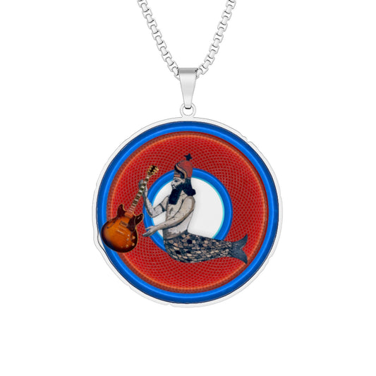 Lump's Heady Donut Necklace - 1" x 1" Stainless Steel Pendant - "Dagon's Doggone Donut Pendant" - red rustic donut - w/hole - variant 1