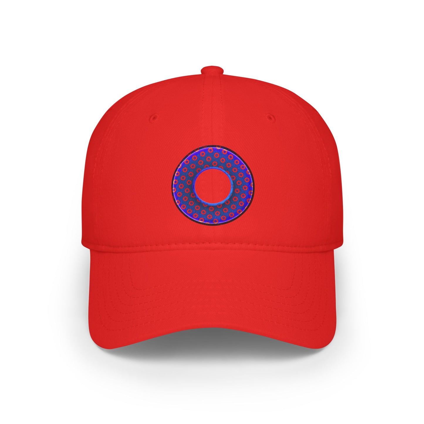 Lumpy Donut Baseball Cap - "Paradoxical Weathered Donut" - red/blue donuts donut w/