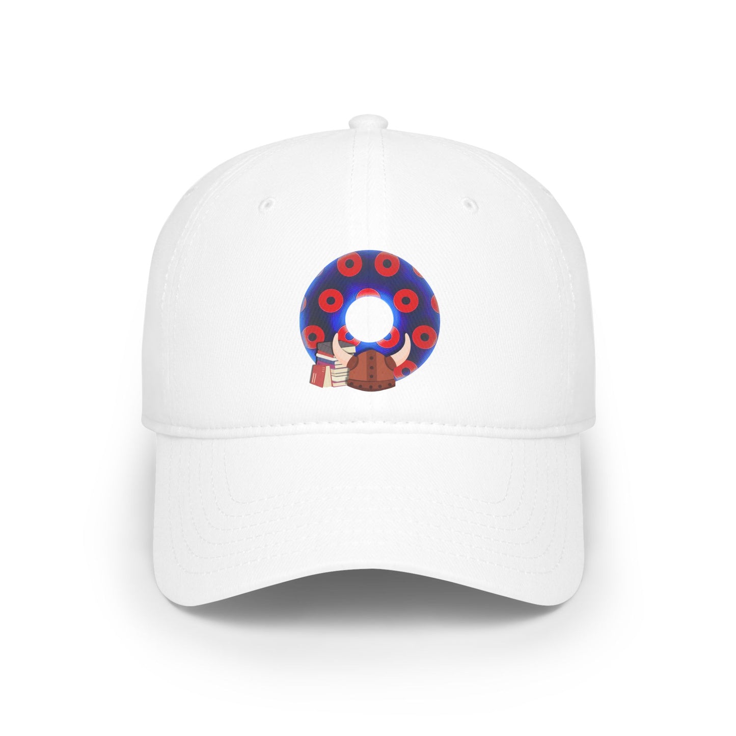 Lumpy Donut Baseball Cap - "El Fuego Donut Cap" - paradoxical dark blue/red blimpy donut w/