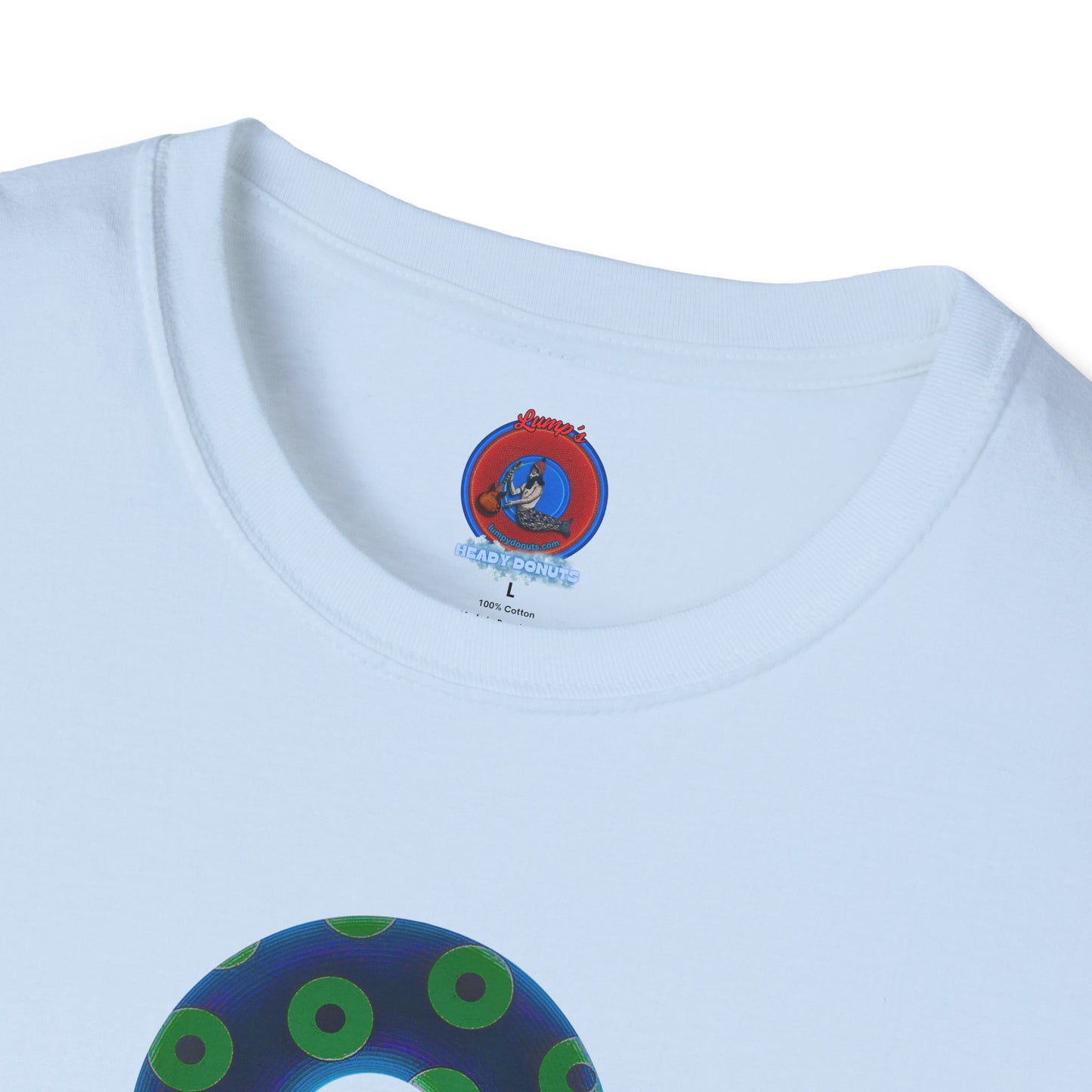 Plain Donuts/Unisex Soft-Style - "Plain Blimpy Paradoxical Donuts" - dark blue/lime green donuts