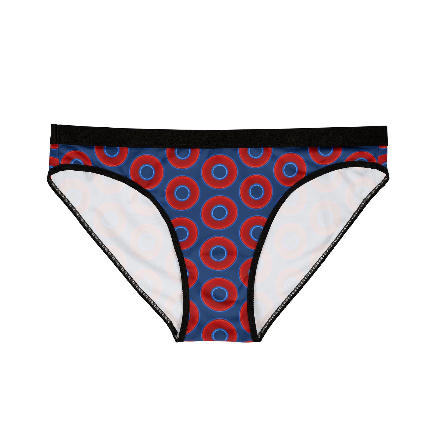 Lumpy Donut Underwear - vivid red donut print w/Atlantic navy blue background