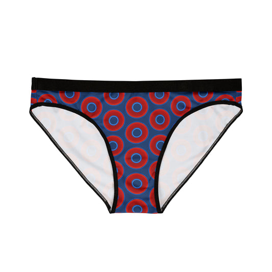 Lumpy Donut Underwear - vivid red donut print w/Atlantic navy blue background