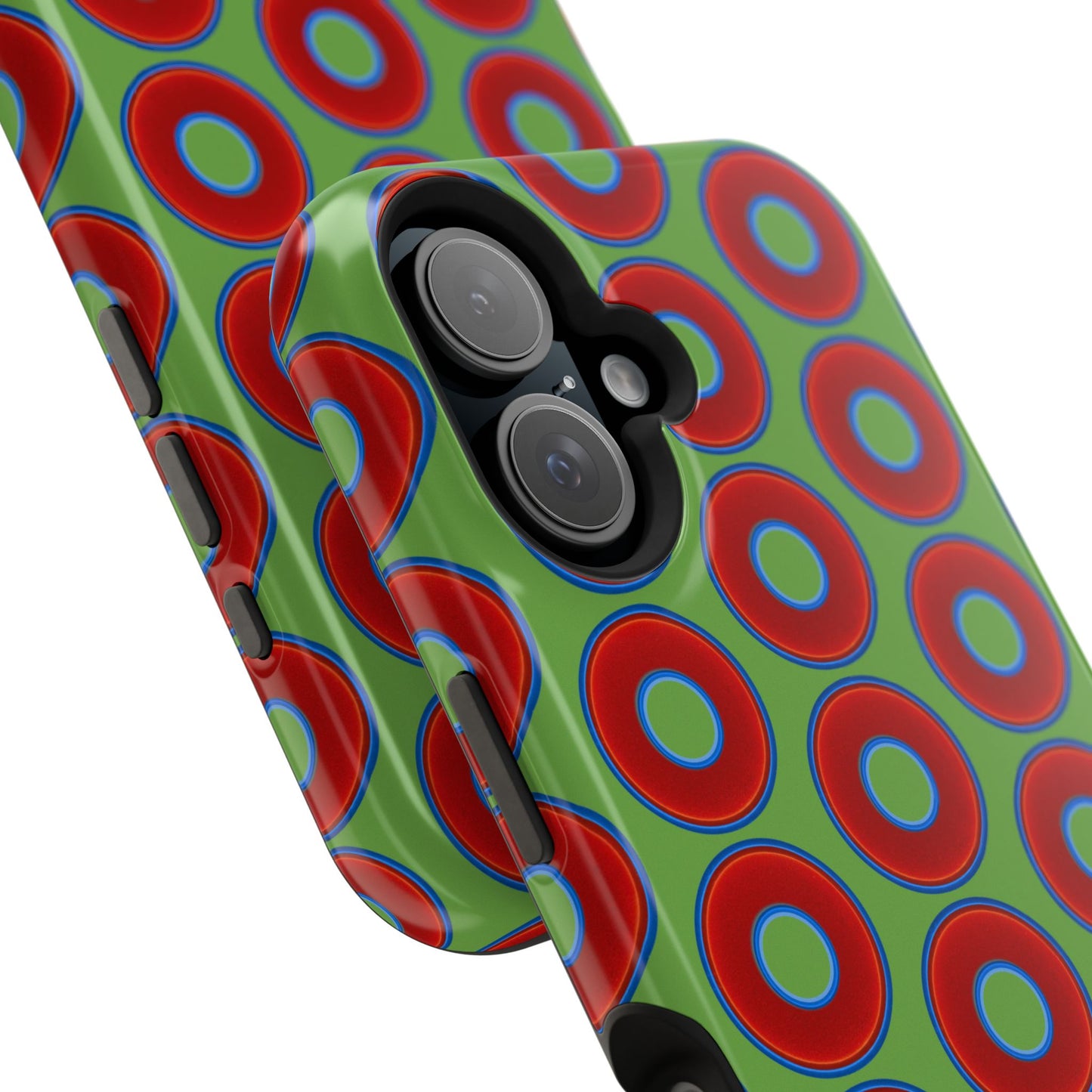 Magnetic Tough Donut Case - red vivid donut print w/light green background