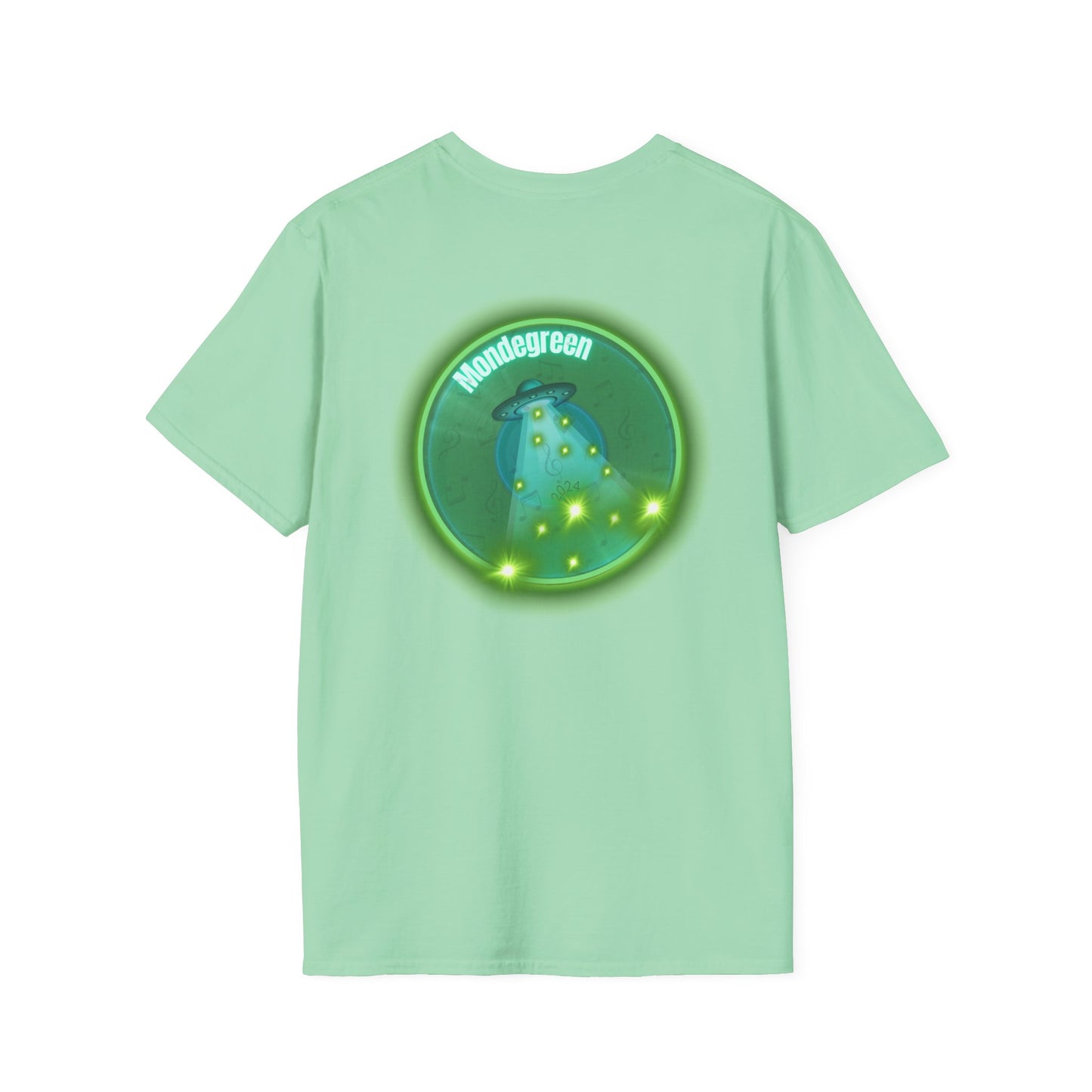Classic Donut Tee - Unisex Soft-Style - "Close Encounters of the Delaware kind - Mondegreen Donut"  " variant 1 - green donut