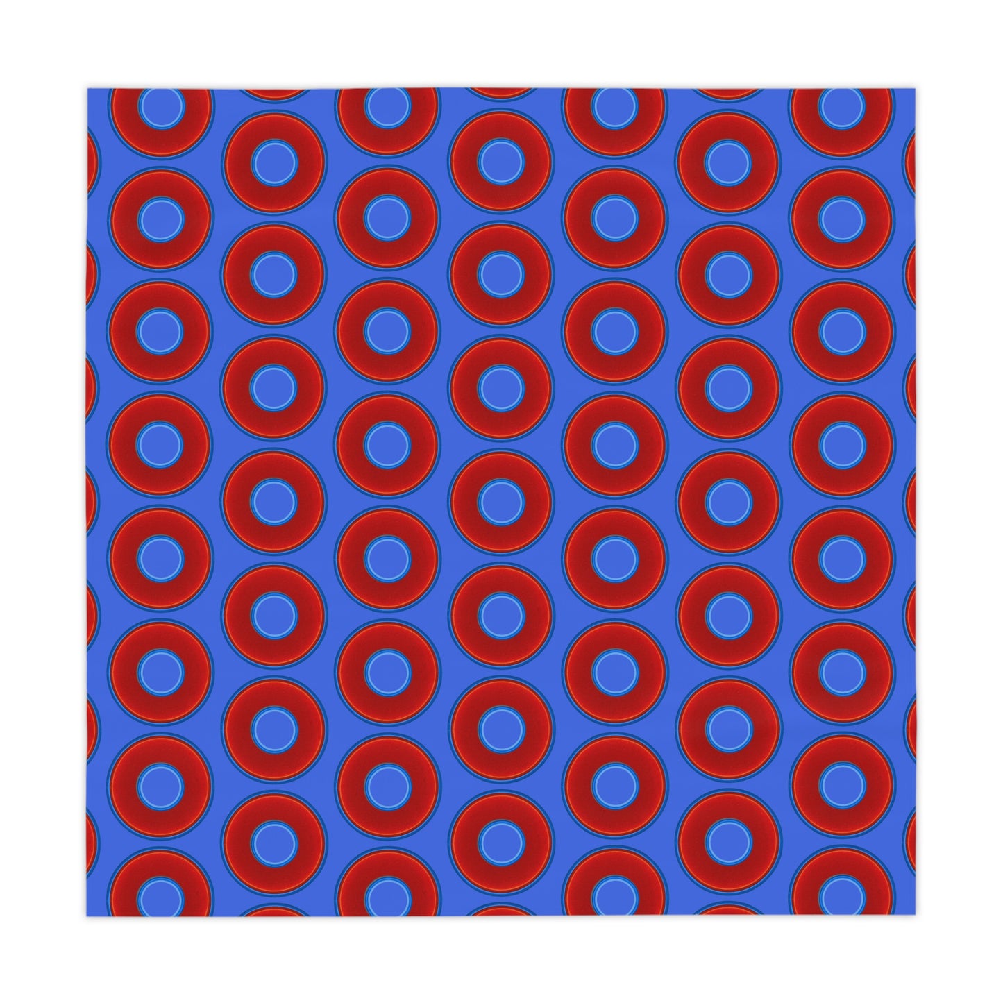 Lumpy Tablecloth - 55.1" x 55.1" - vivid red donuts w/royal blue background
