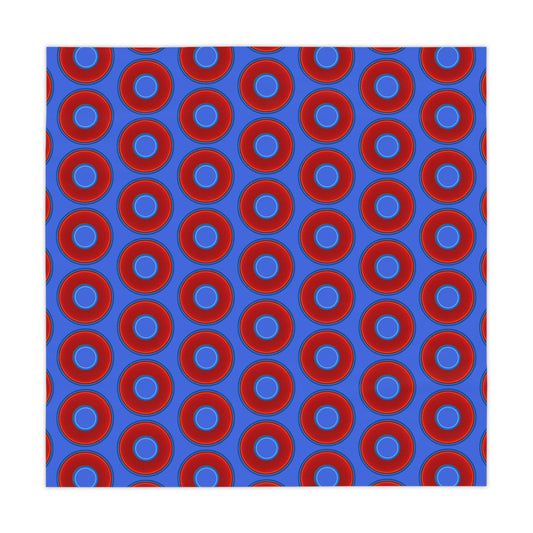 Lumpy Tablecloth - 55.1" x 55.1" - vivid red donuts w/royal blue background