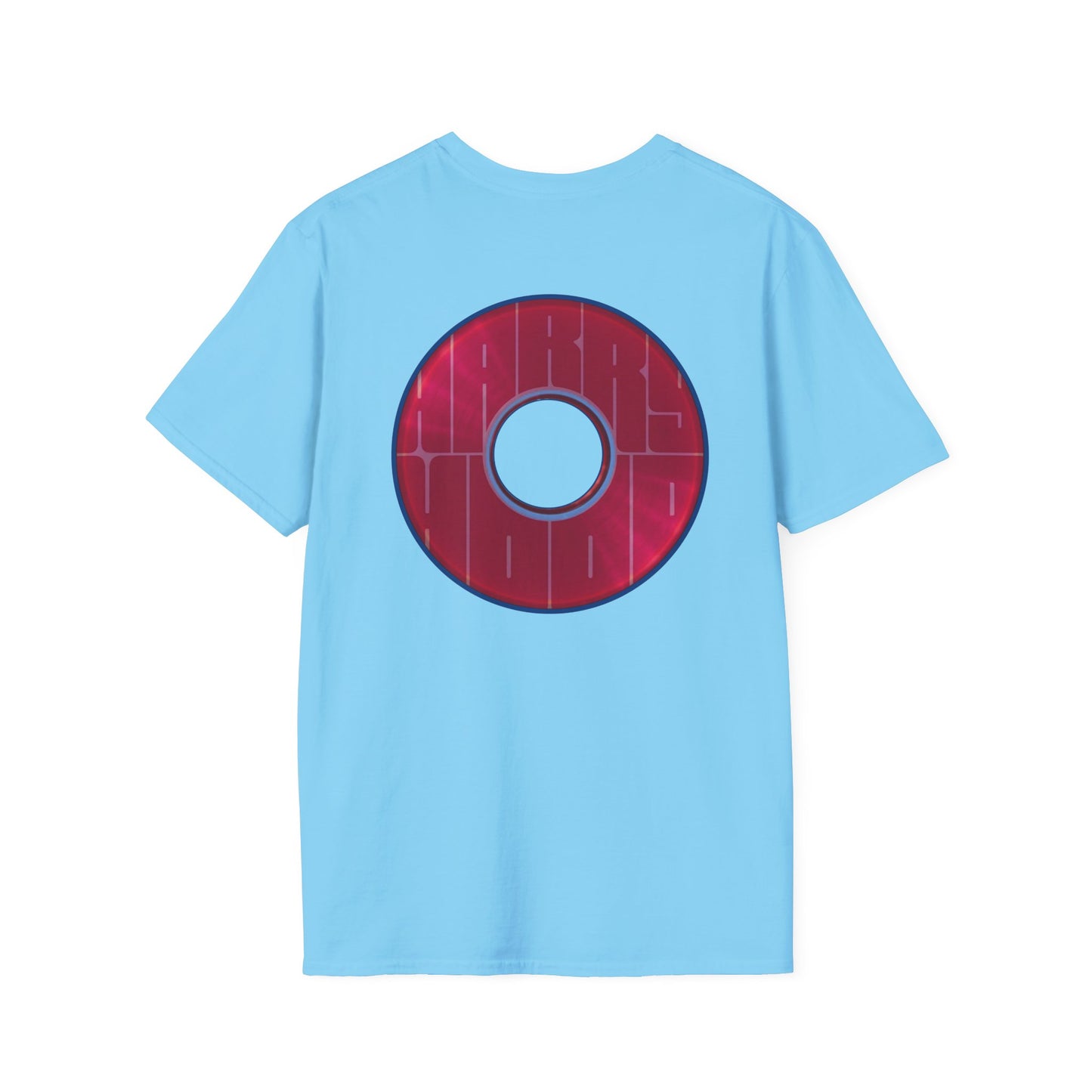 Classic Donut Tee - Unisex Soft-Style - "Harry Left His Donut Shirt" - series 1.0  - variant 1 - red/magenta donut - w/hole